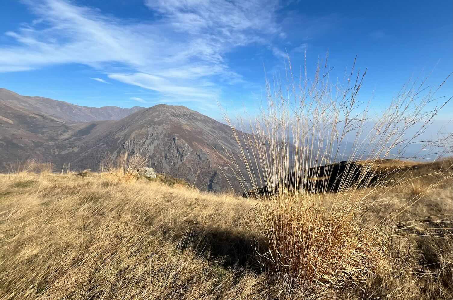 berglandschaft mit gras und offener horizont als collage bild mit bedeutung raum freiheit und orientierung