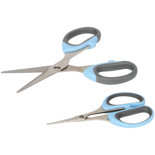 2 praktische kleine Scheren (blau), ideal für präzise Schnitte bei SoulCollage® und Collagenarbeiten.