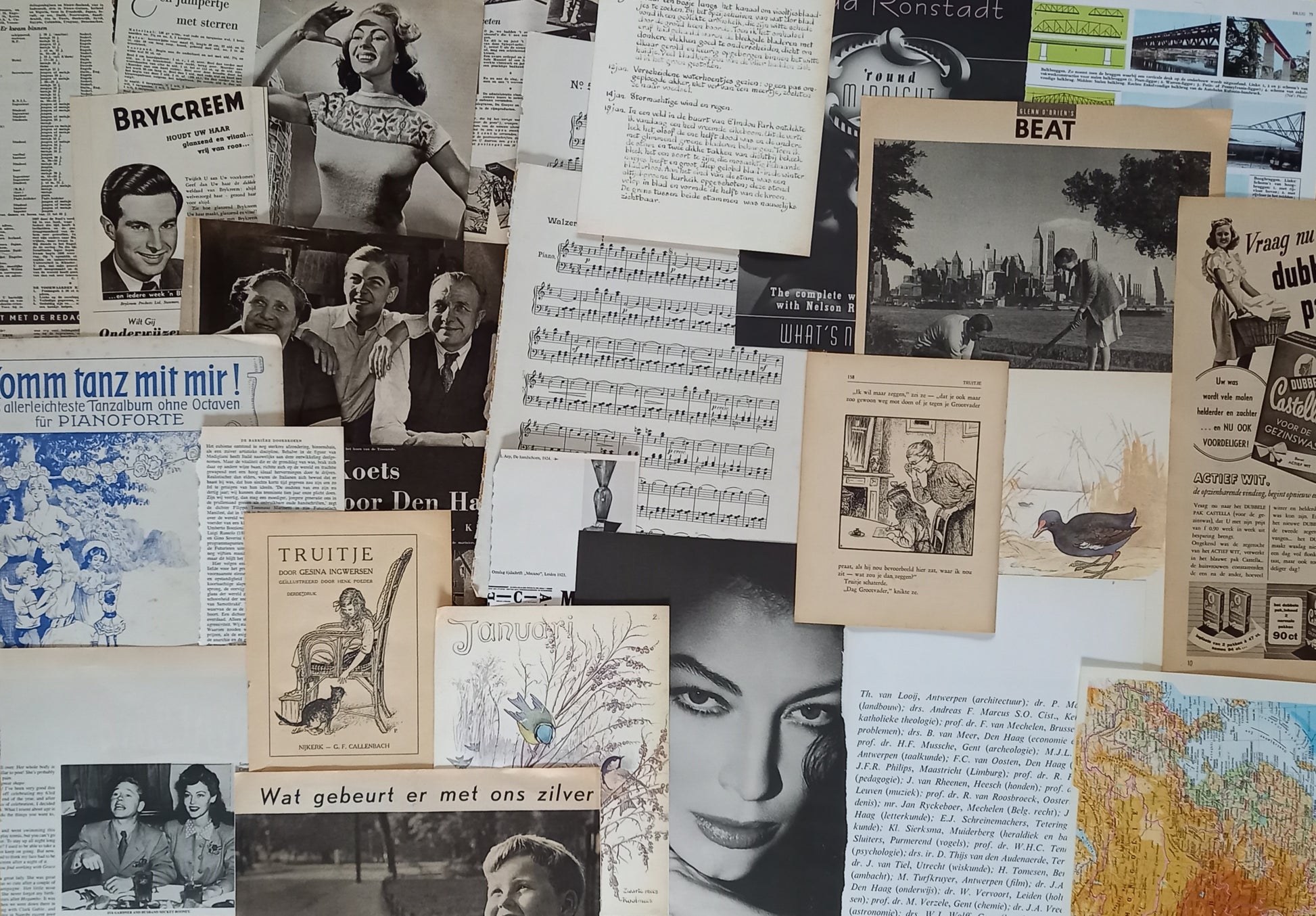 Vintage drukwerk en oude afbeeldingen voor SoulCollage® kaarten en collages.